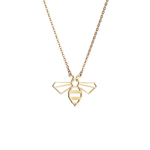 Origami Animal Necklace Bee Gold