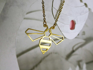 Bee Gold Origami Geometric Necklace