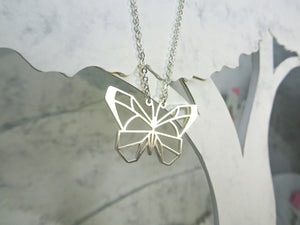 Butterfly Silver Origami Animal Necklace