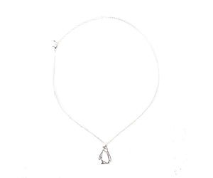 Penguin Silver Origami Geometric Necklace