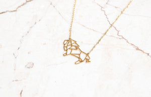 Lion Gold Origami Geometric Necklace