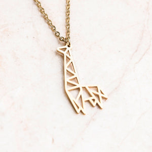 Giraffe Gold Origami Geometric Necklace