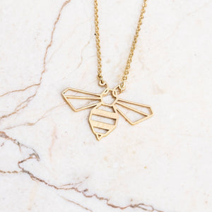 Bee Gold Origami Geometric Necklace