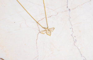 Bee Gold Origami Geometric Necklace