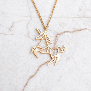 Unicorn Gold Origami Geometric Necklace