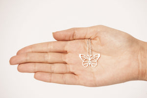 Butterfly Silver Origami Geometric Necklace