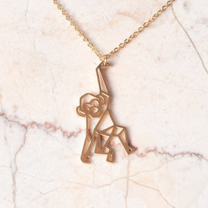 Monkey Gold Origami Geometric Necklace