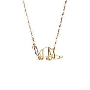 Dinosaur Gold Origami Geometric Necklace