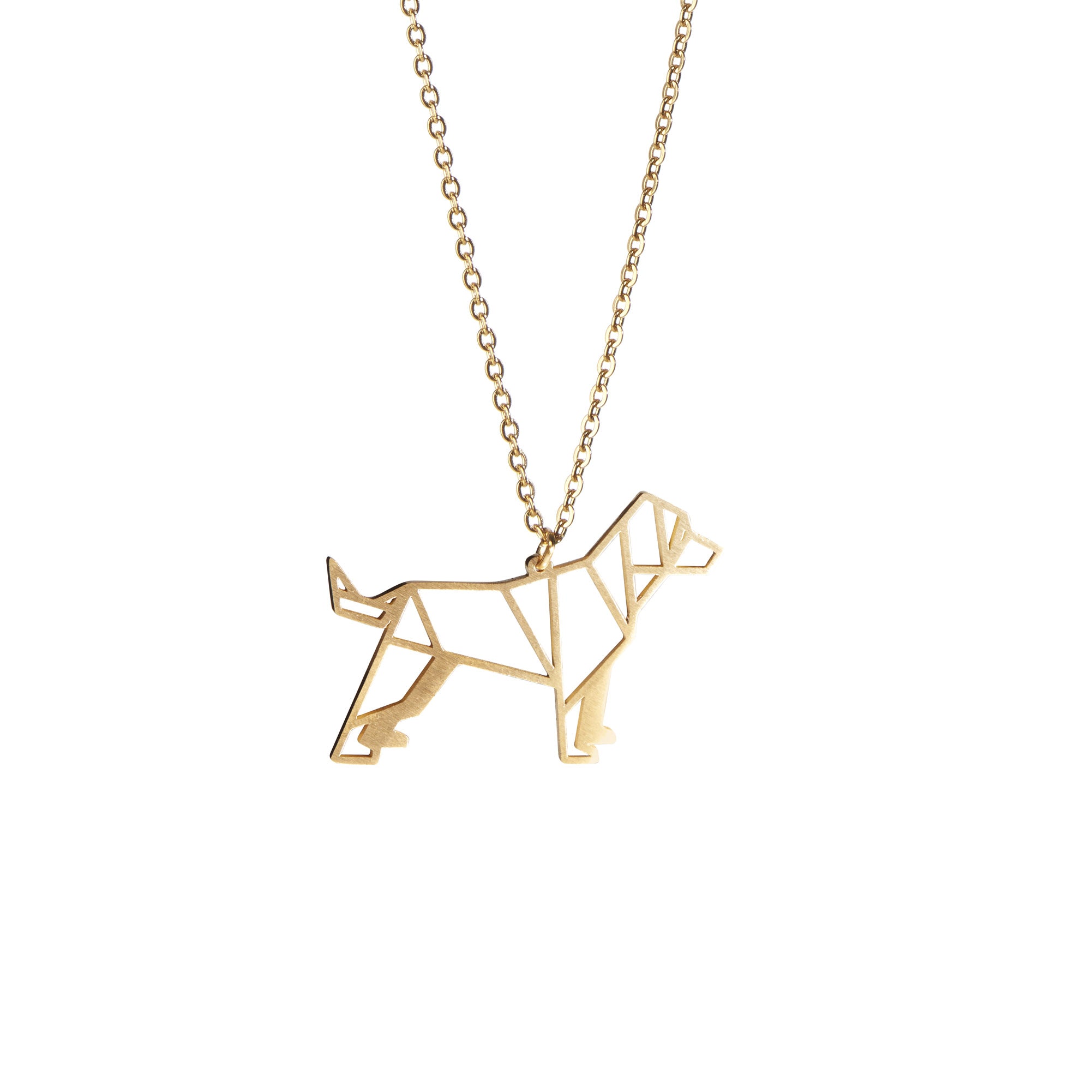 Dog Gold Origami Geometric Necklace