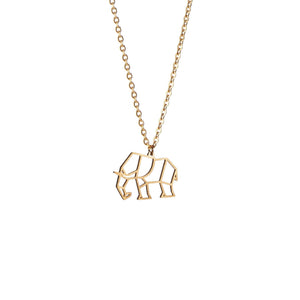 Elephant Gold Origami Geometric Necklace