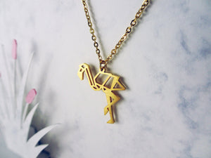 Flamingo Gold Origami Necklace