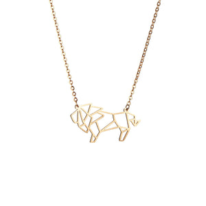 Lion Gold Origami Geometric Necklace