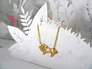 Lion Gold Origami Geometric Necklace