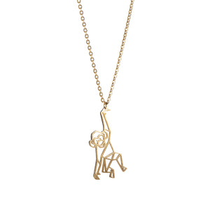 Monkey Gold Origami Geometric Necklace