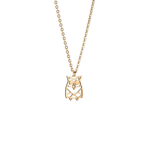 Owl Gold Origami Geometric Necklace