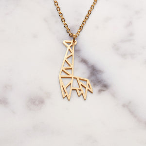 Giraffe Gold Origami Geometric Necklace