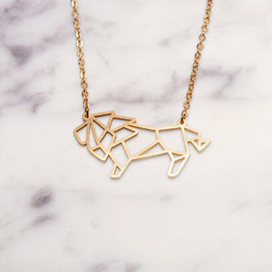 Lion Gold Origami Geometric Necklace