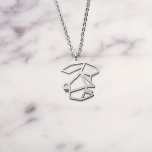 Rabbit Silver Origami Geometric Necklace